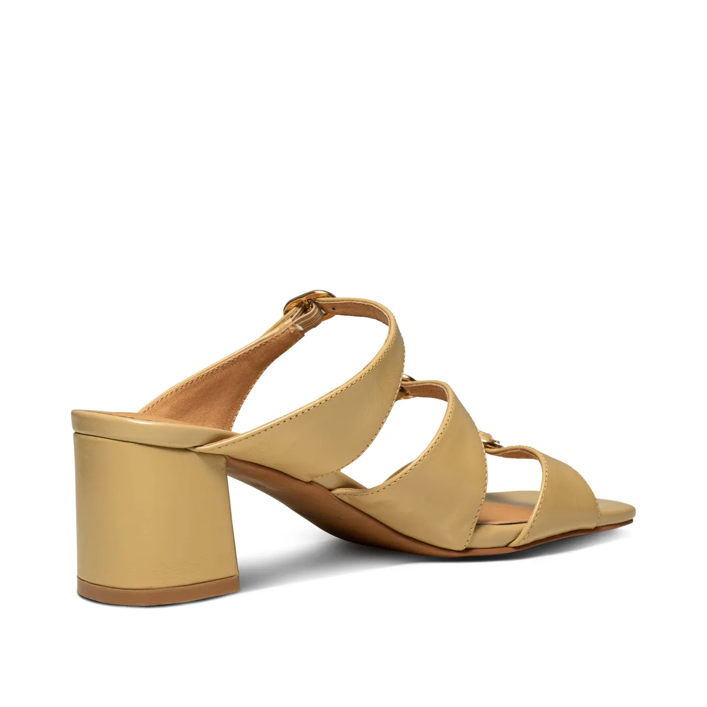 Hanna buckle mule leather - BEIGE