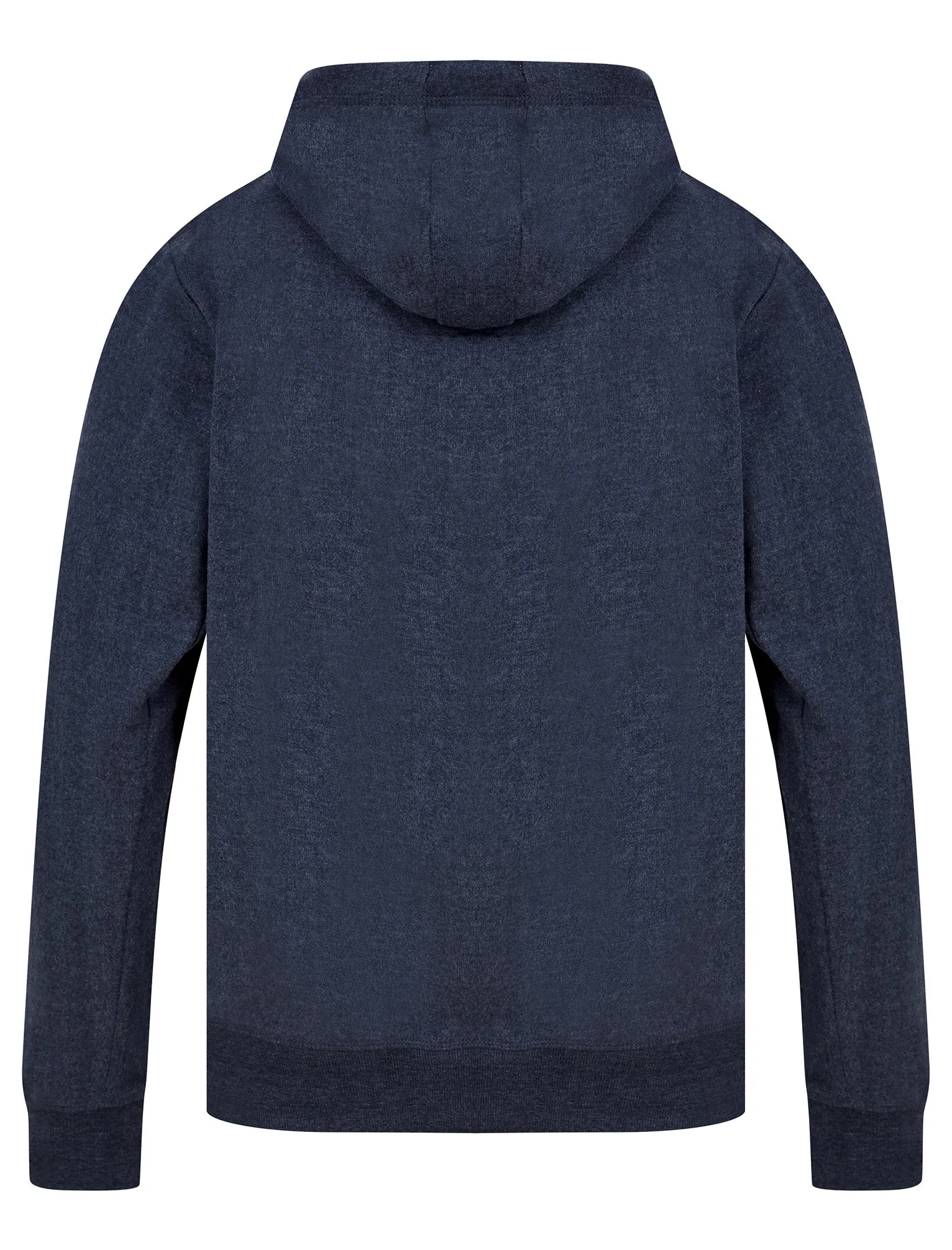 Heroic Motif Brushback Fleece Zip Through Hoodie in Navy Marl - Tokyo Laundry