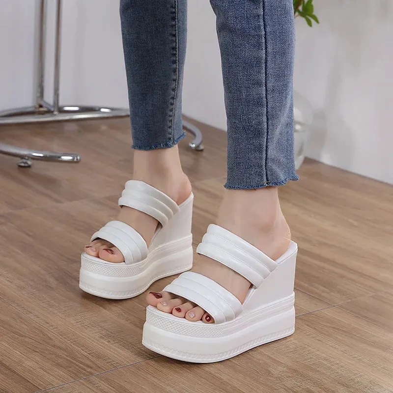 Hnzxzm Fashionable 15cm High Heel Sandals Summer Shoes Platform Slippers Women Open Toe Wedges