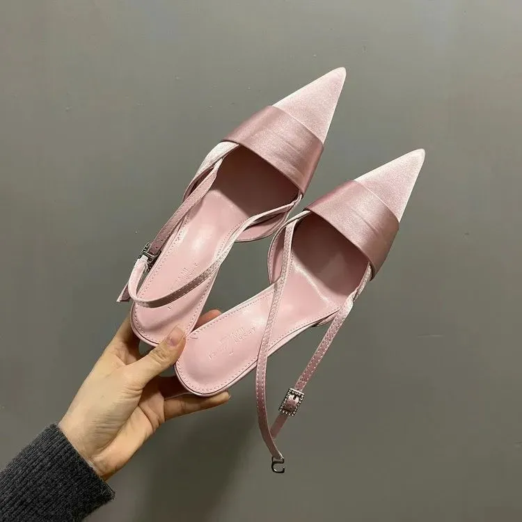 Hnzxzm Sandals Women High Heels Shoes Fashion Summer Slippers New Pointed Toe Sexy Dress Wedding Pumps Slingback