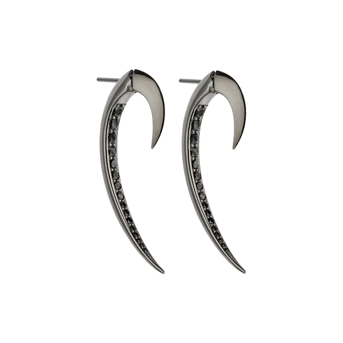 Hook Size 1 Earrings - Silver Black Rhodium & Black Spinel