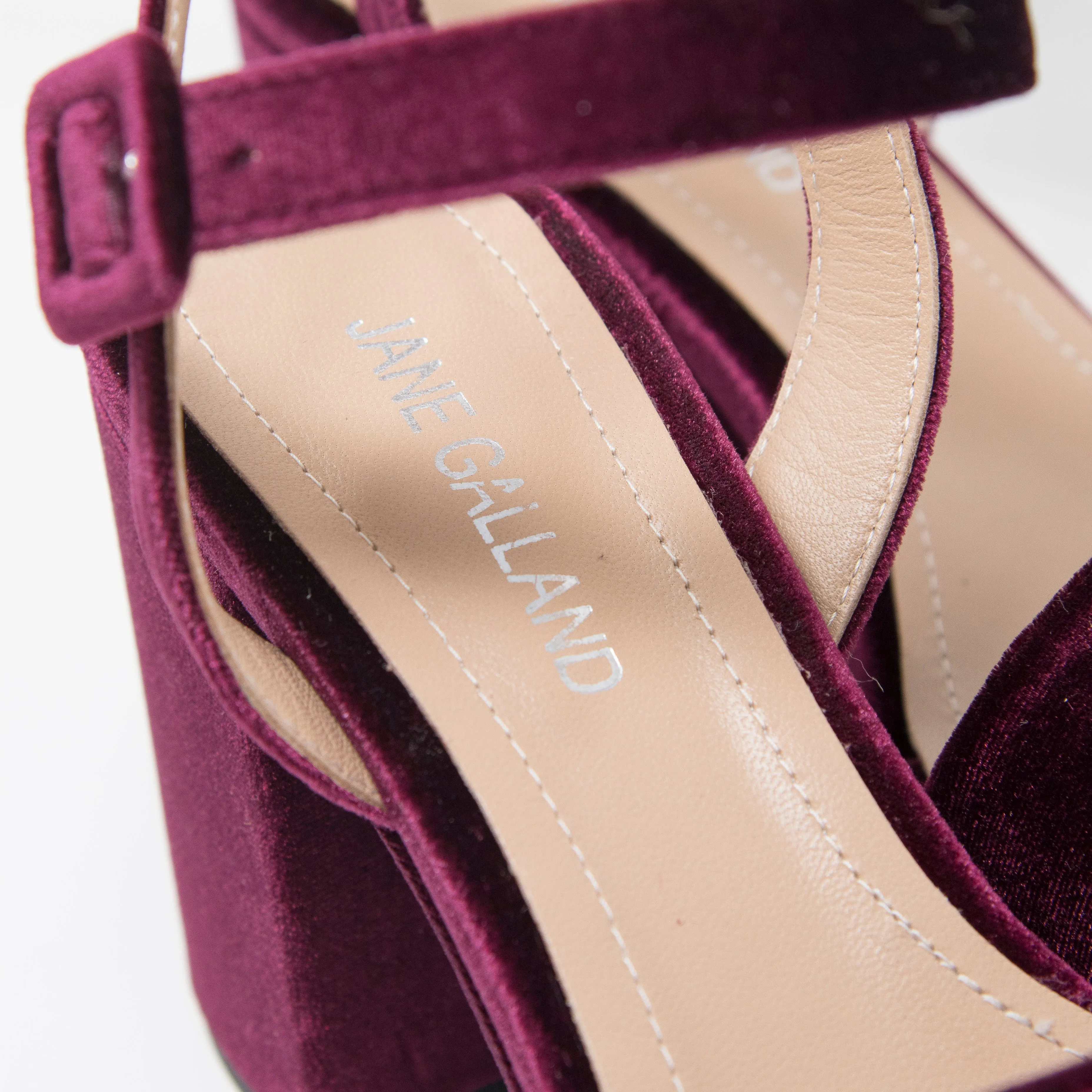 Jane Galland Bordeaux Velvet Platform Sandals