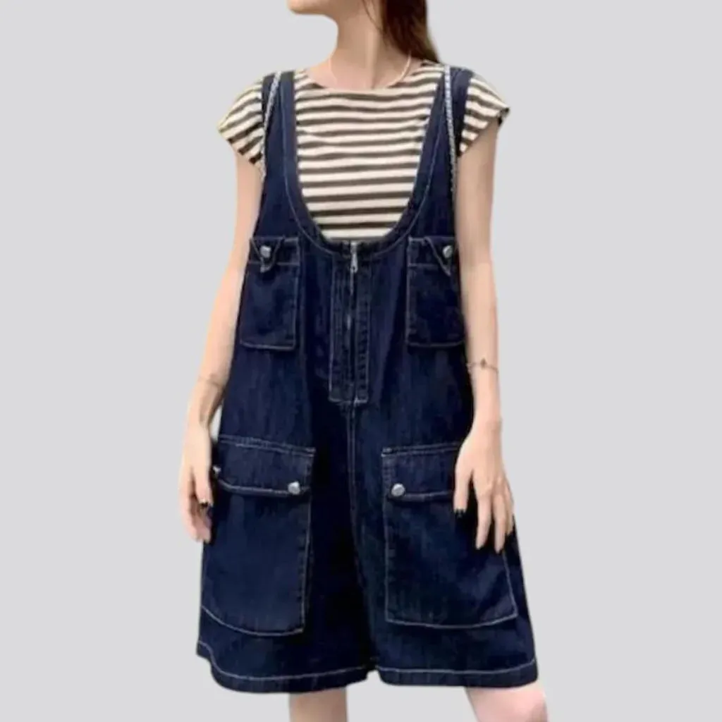 Jean overall shorts for women