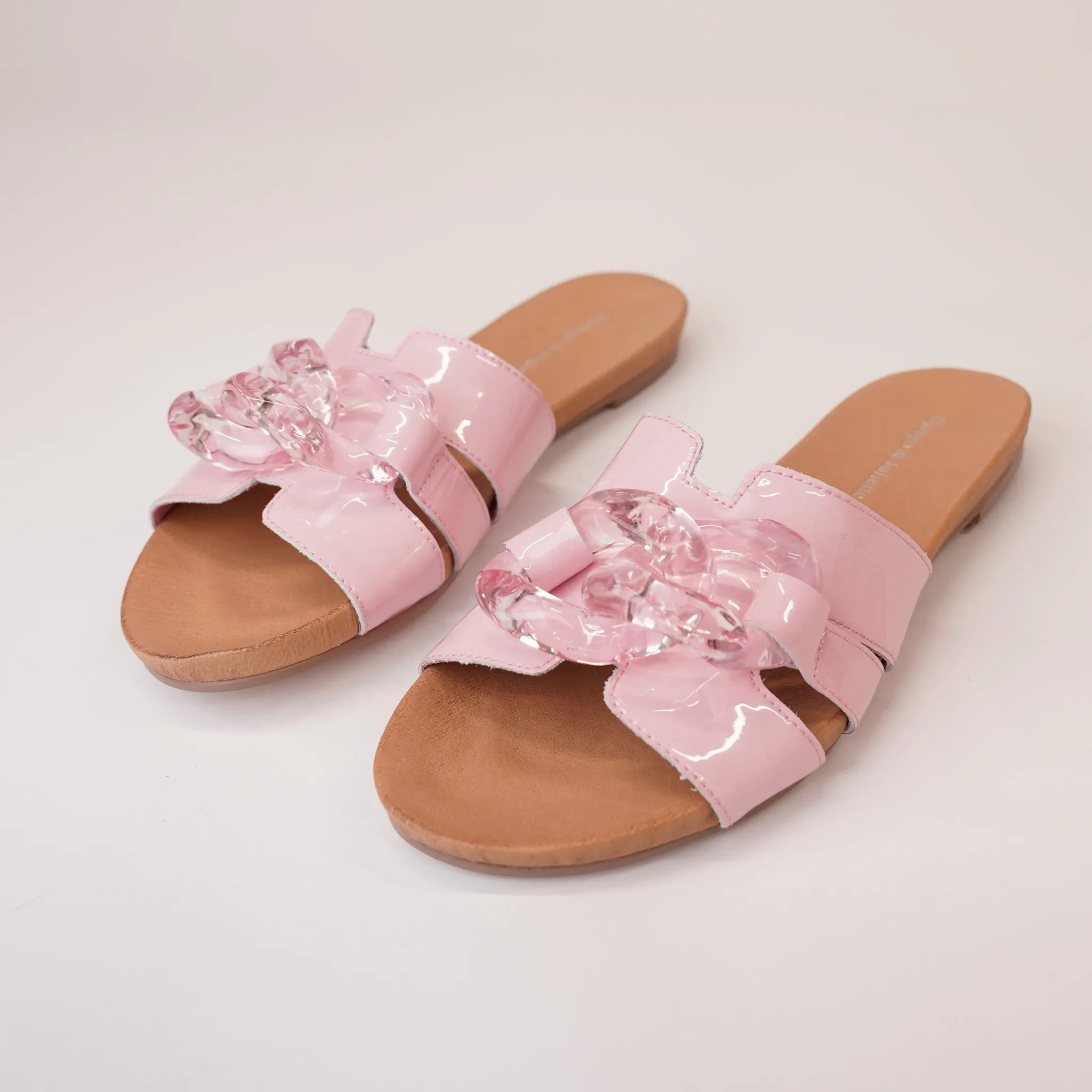 Jovie Pink Patent Leather Slides