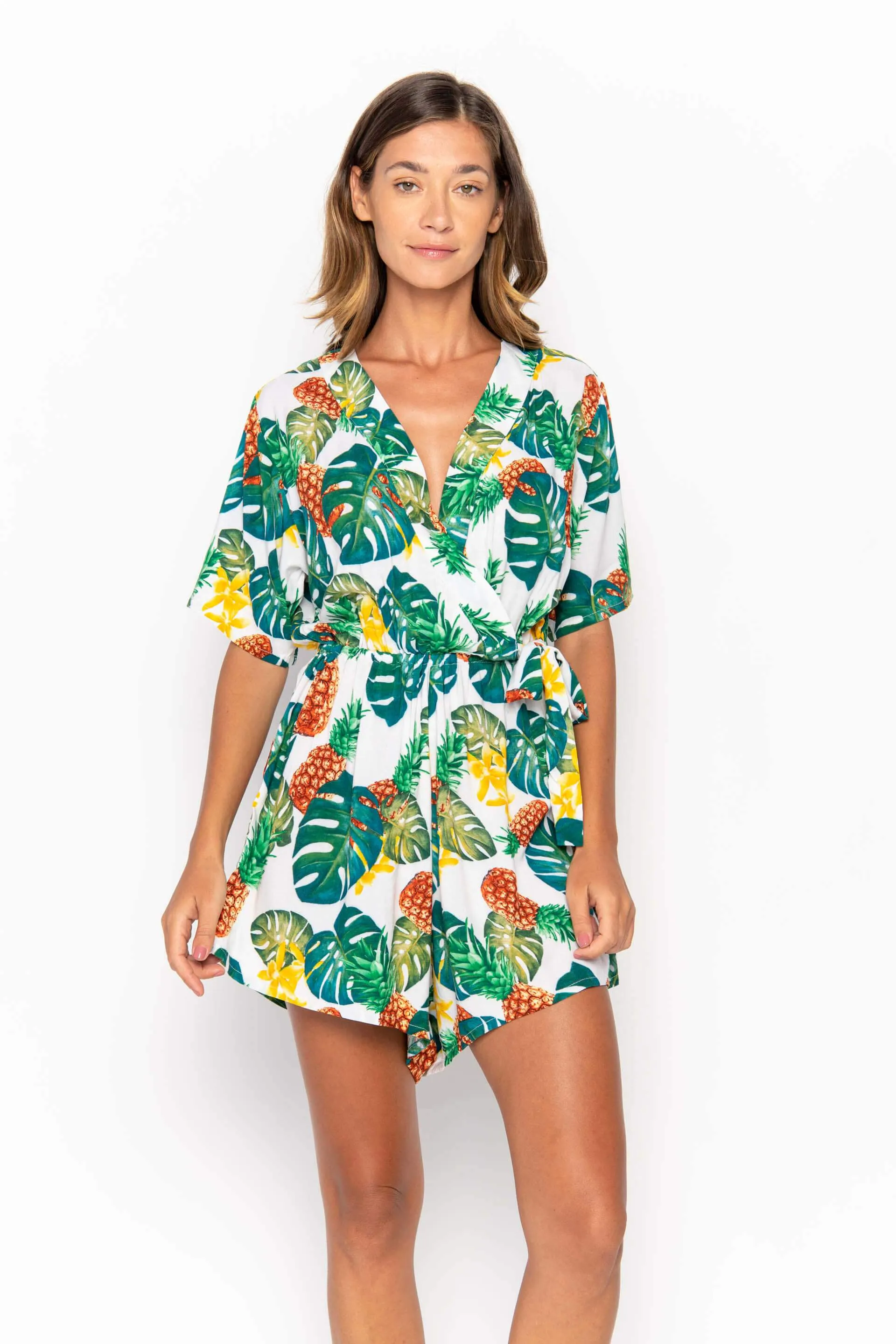 Kataya, Tropical Ananas White, Mini Playsuit