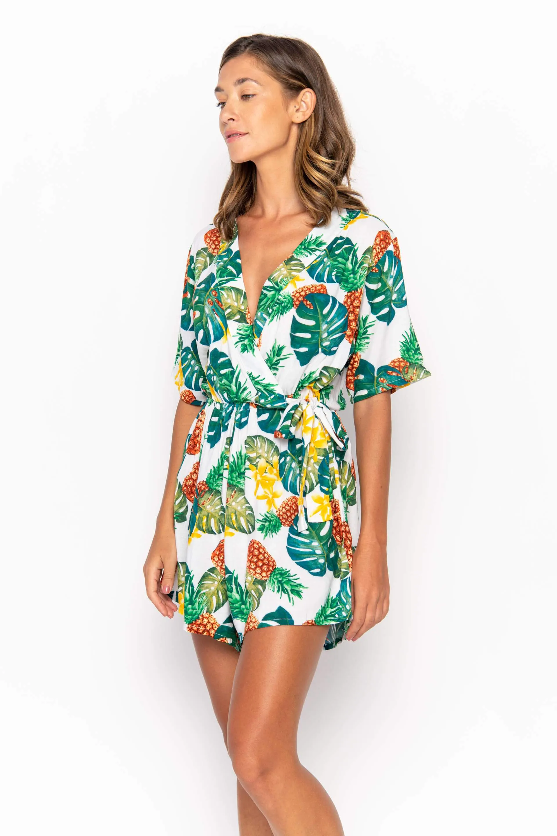 Kataya, Tropical Ananas White, Mini Playsuit