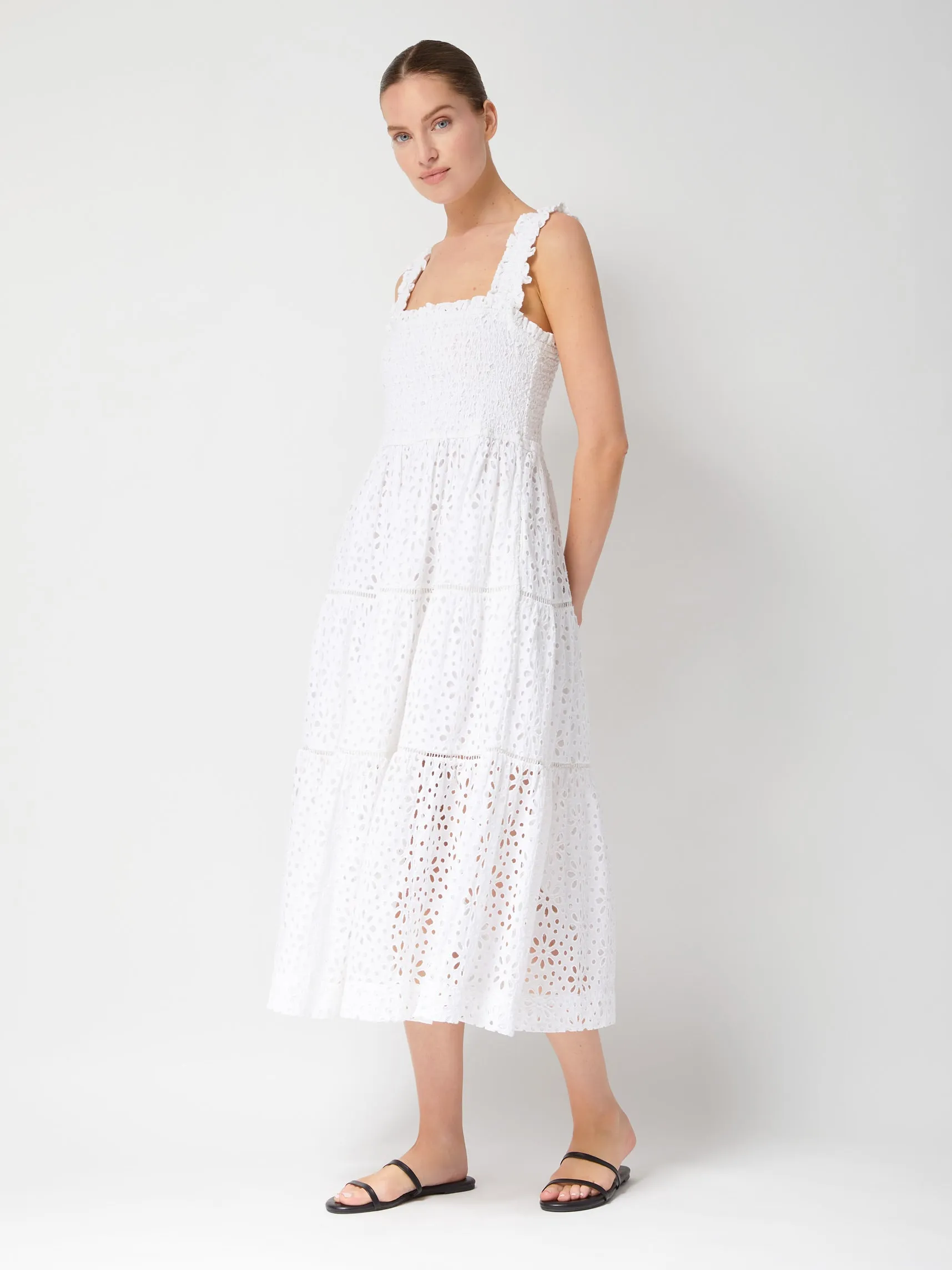 Kristen Dress Seaside Eyelet Fresh White