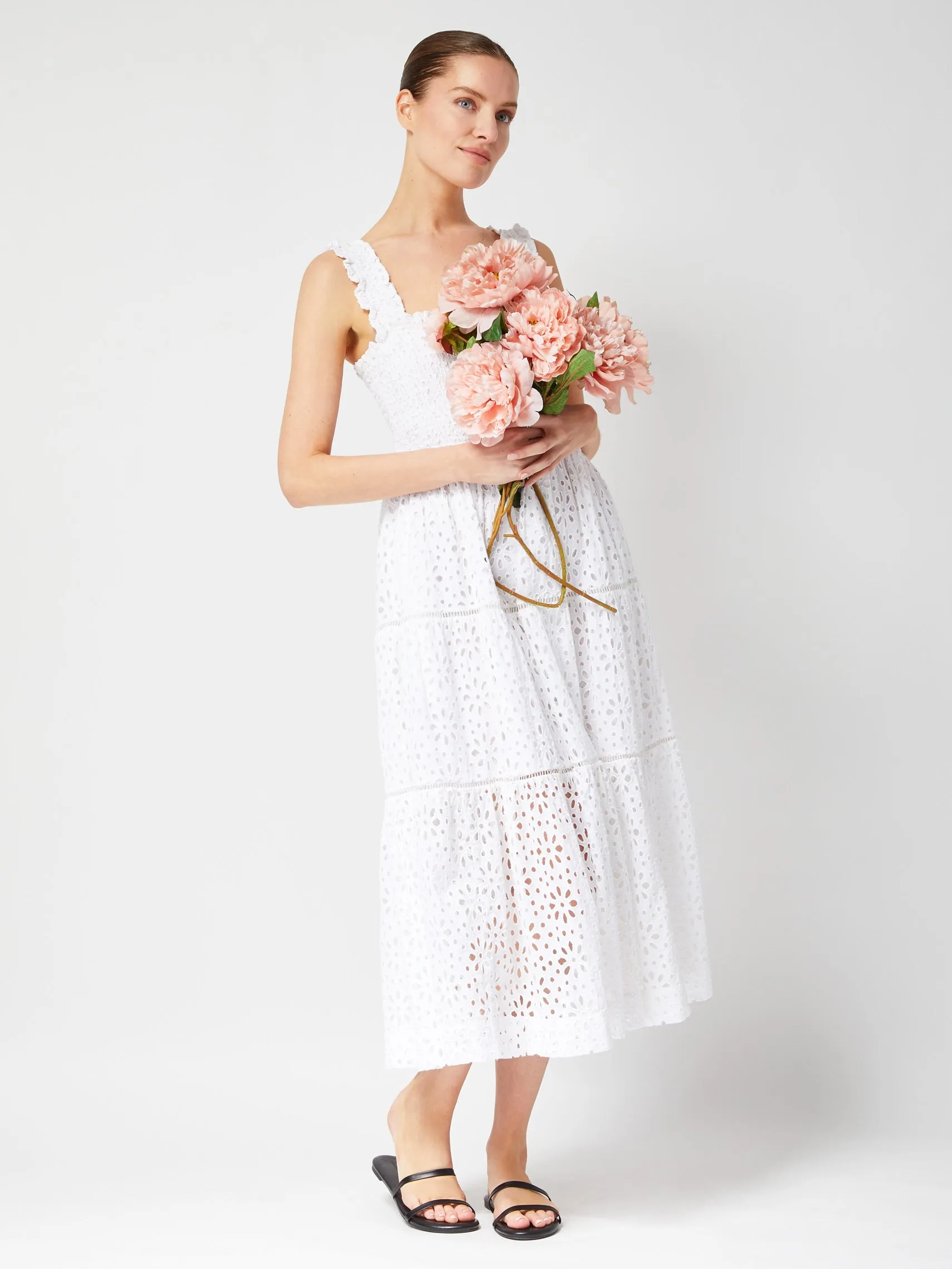 Kristen Dress Seaside Eyelet Fresh White