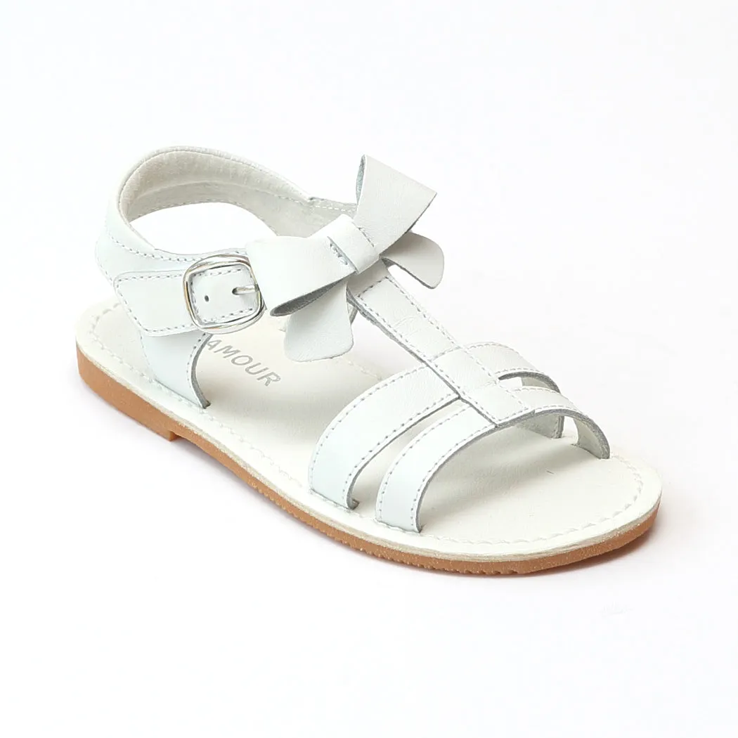 L'Amour Girls T-Strap Bow Sandals