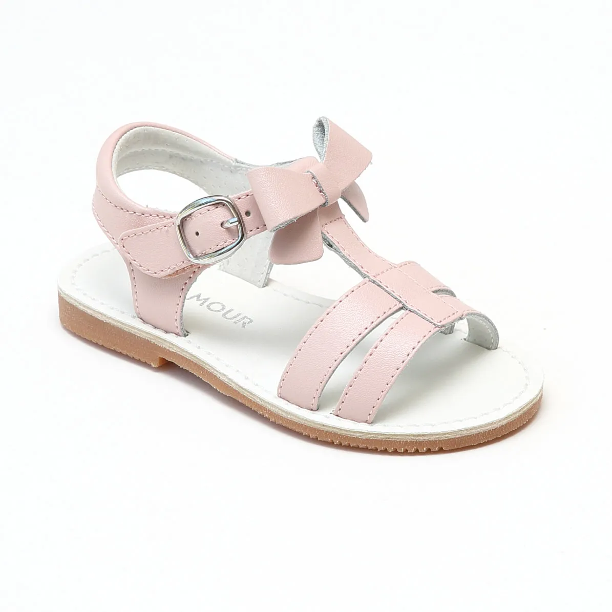 L'Amour Girls T-Strap Bow Sandals