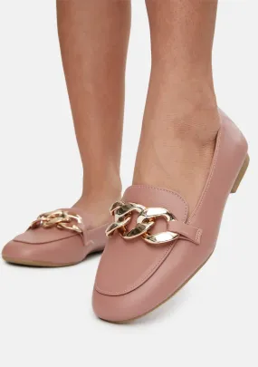 Mauve Reach New Heights Chain Loafer Flats