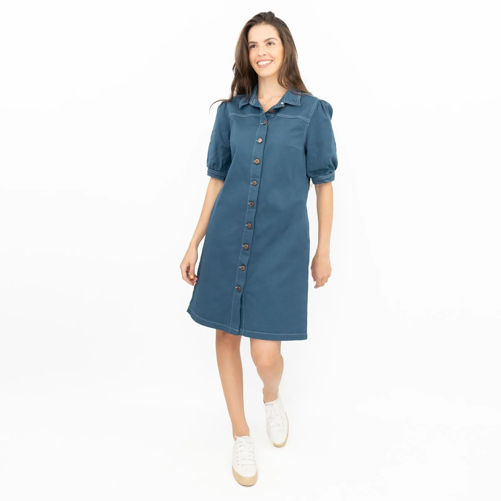 Monsoon Denim Shirt Dress Blue