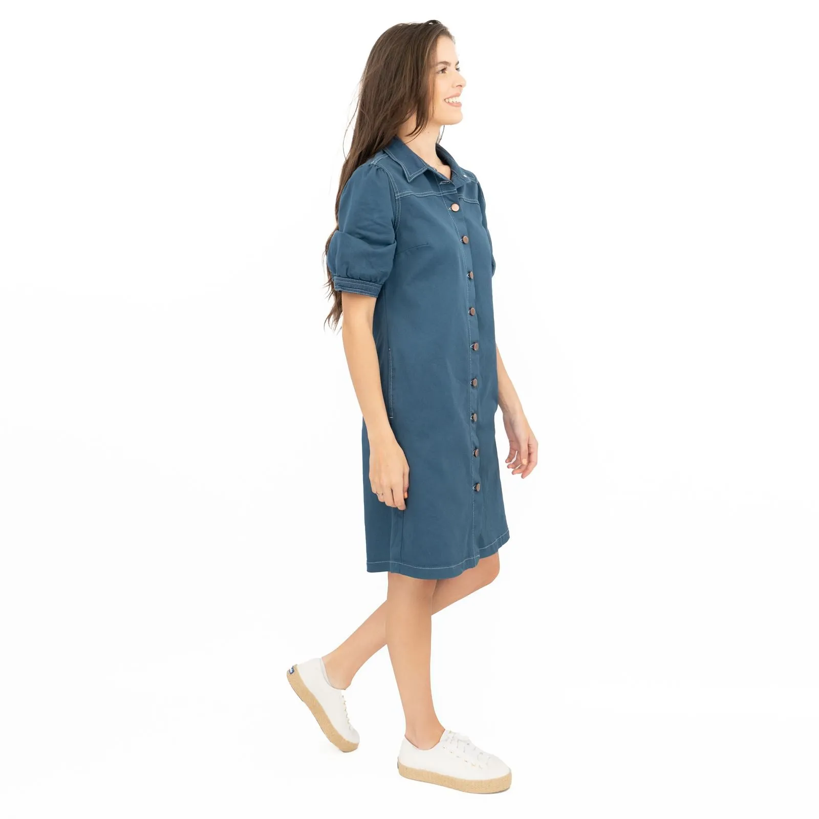 Monsoon Denim Shirt Dress Blue