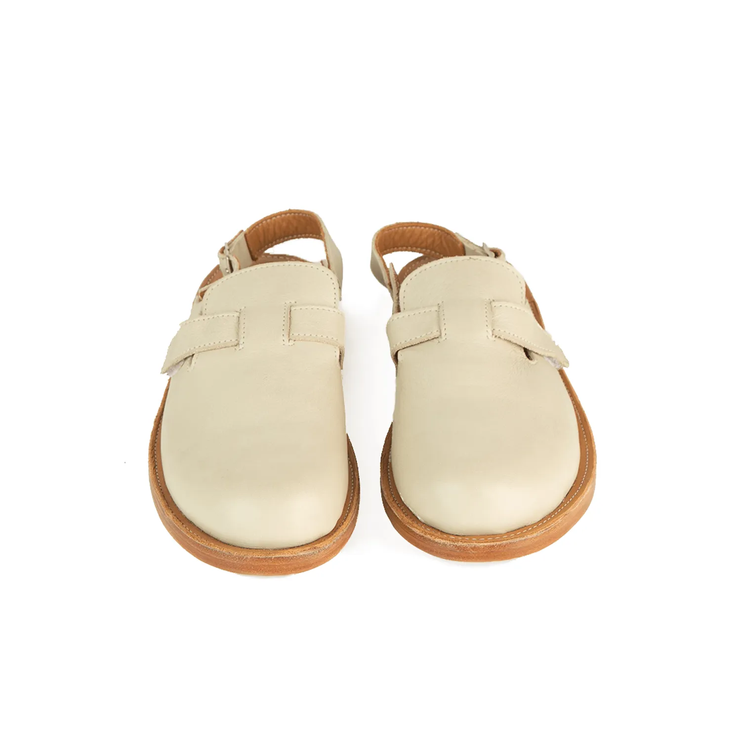 MS4137 - Leather Sandals Explorers Bone with Black Strap - SAMPLE