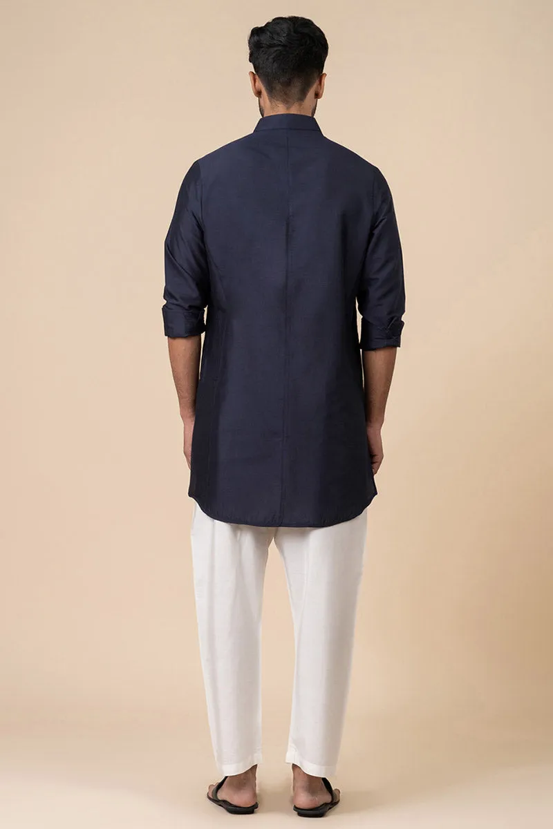 Navy Front Open Kurta