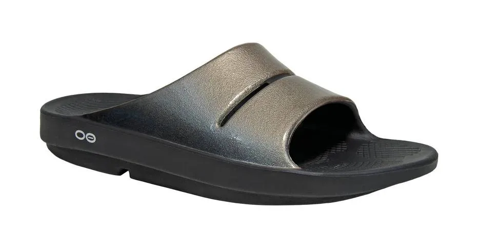 Oofos Ooahh  Luxe Slide Sandal (Womens) - Black/Latte