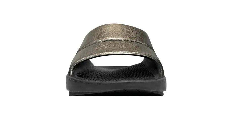 Oofos Ooahh  Luxe Slide Sandal (Womens) - Black/Latte