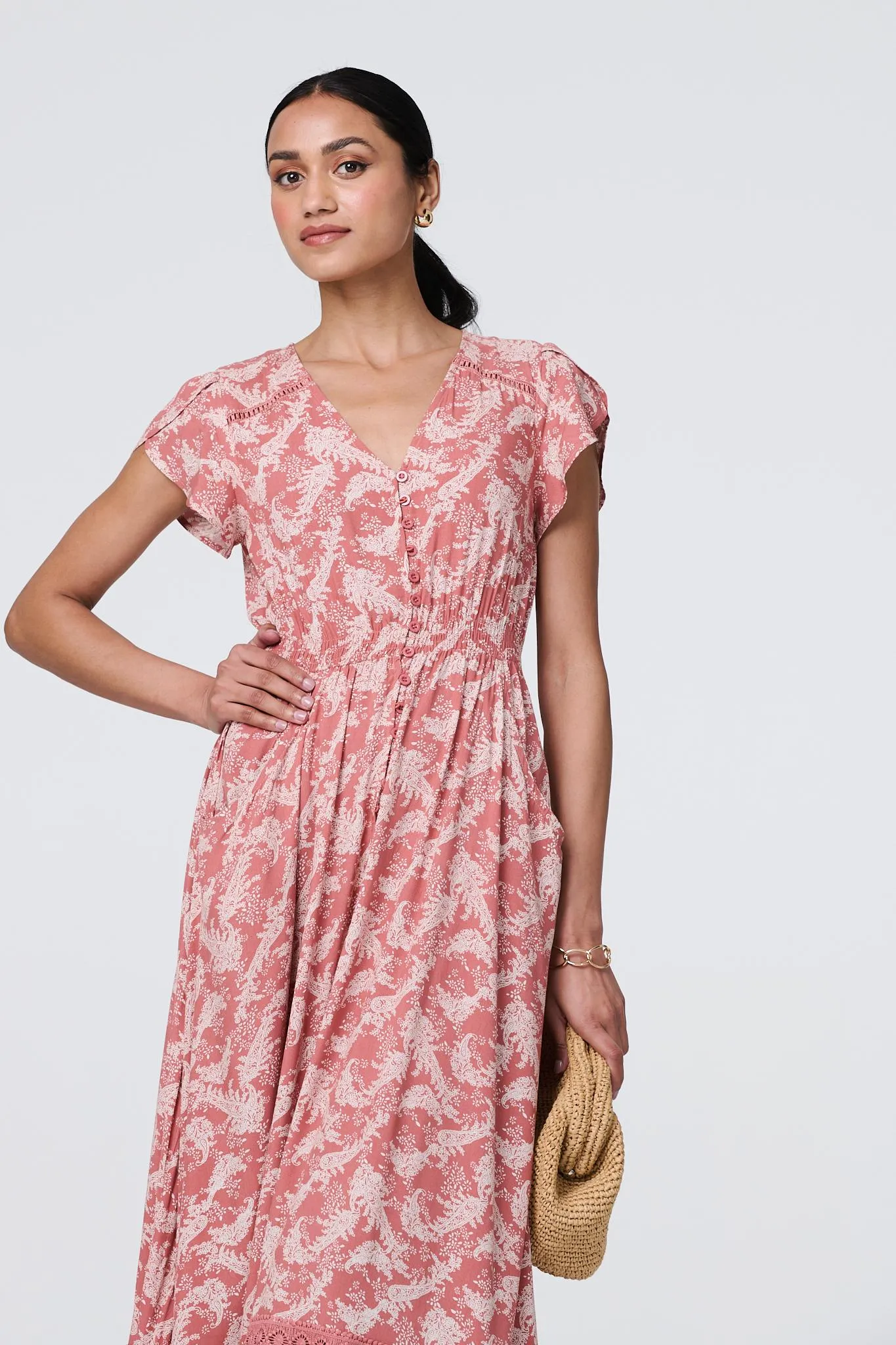 Paisley Print A-Line Tiered Maxi Dress