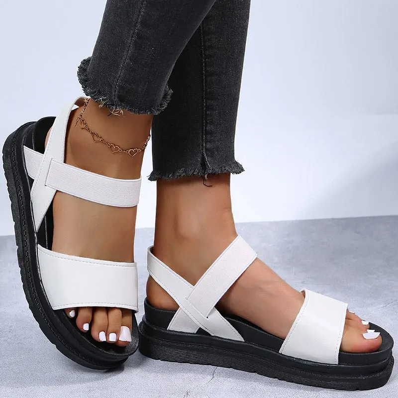 Purpdrank - Women Sandals Summer Casual Shoes For Women Flat Heels Sandalias Mujer Elegant Woman Heeled Shoes Platform Sandals Female 2023