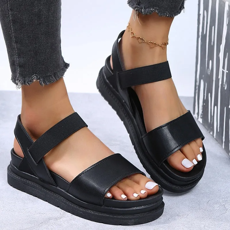 Purpdrank - Women Sandals Summer Casual Shoes For Women Flat Heels Sandalias Mujer Elegant Woman Heeled Shoes Platform Sandals Female 2023