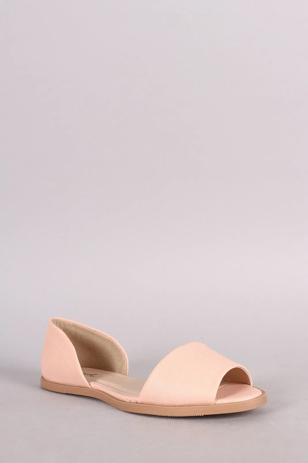 Qupid Peep Toe Slip On Dorsay Flat