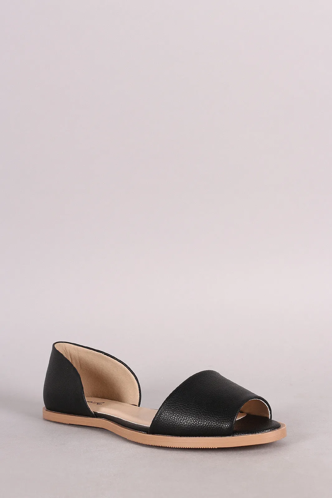 Qupid Peep Toe Slip On Dorsay Flat