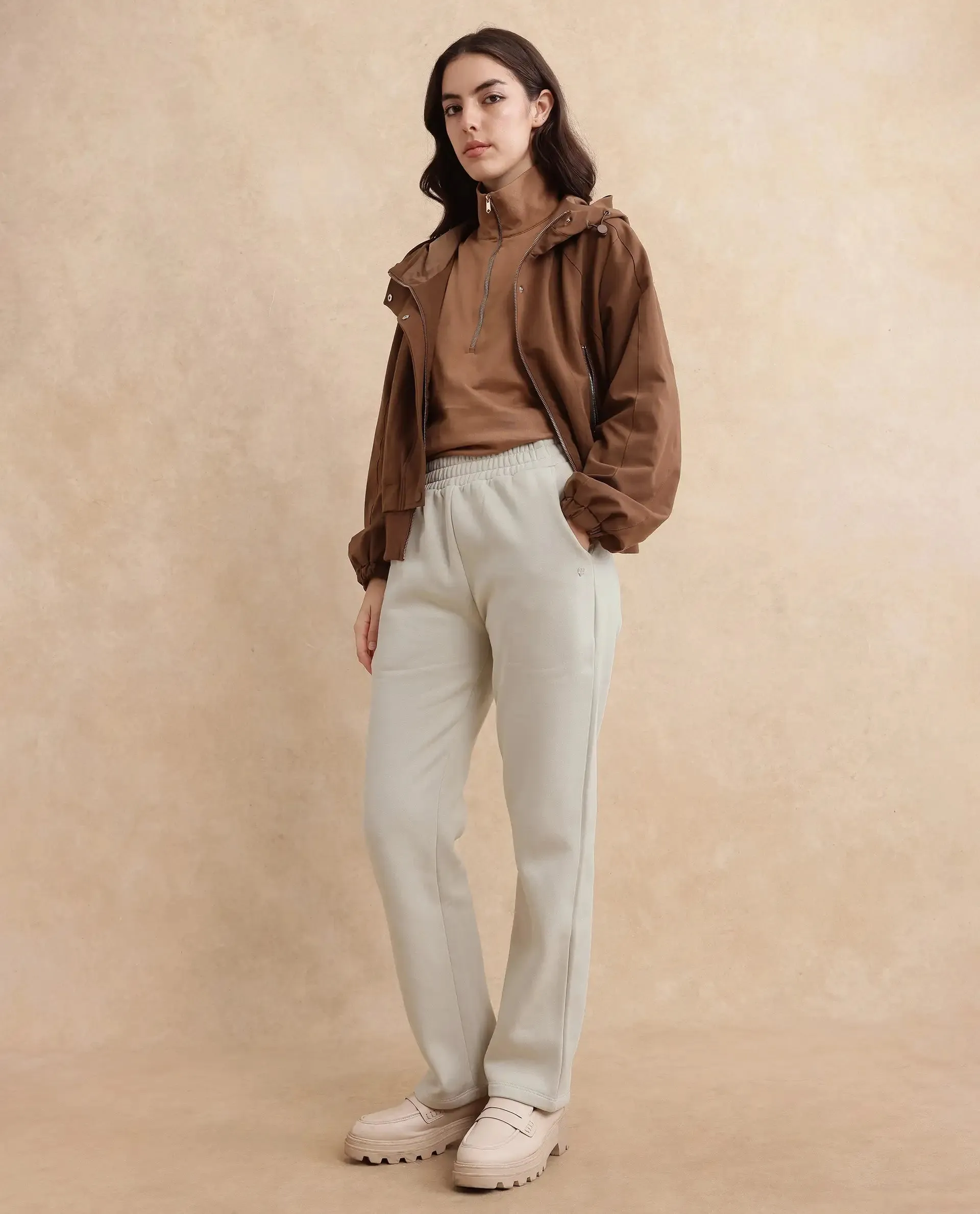 Rareism Women Blunt Off White Plain Track Pant