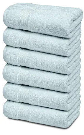 Resort Collection Soft Hand Towels 16x27 in 6 Pack Light Blue Luxury Hotel