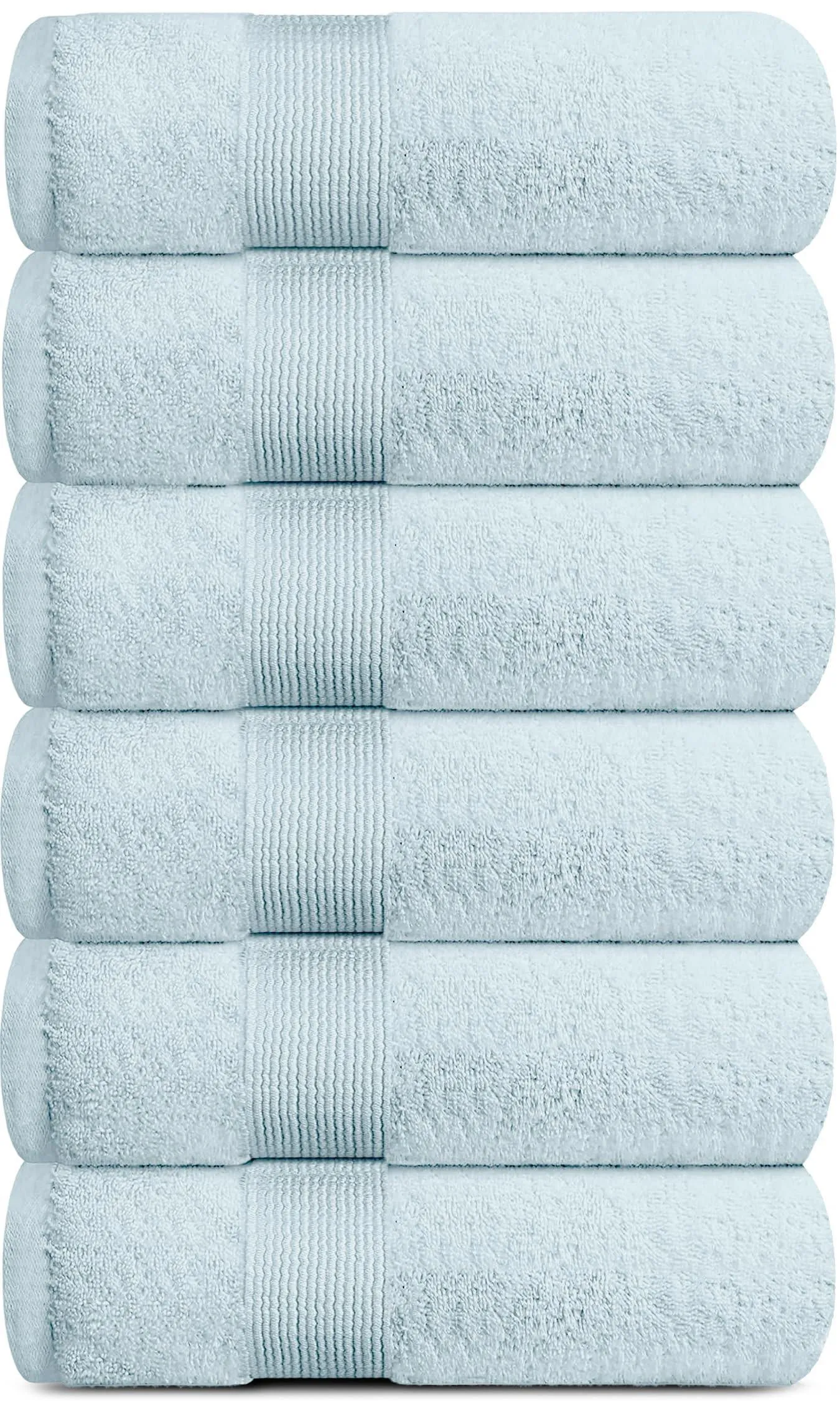 Resort Collection Soft Hand Towels 16x27 in 6 Pack Light Blue Luxury Hotel