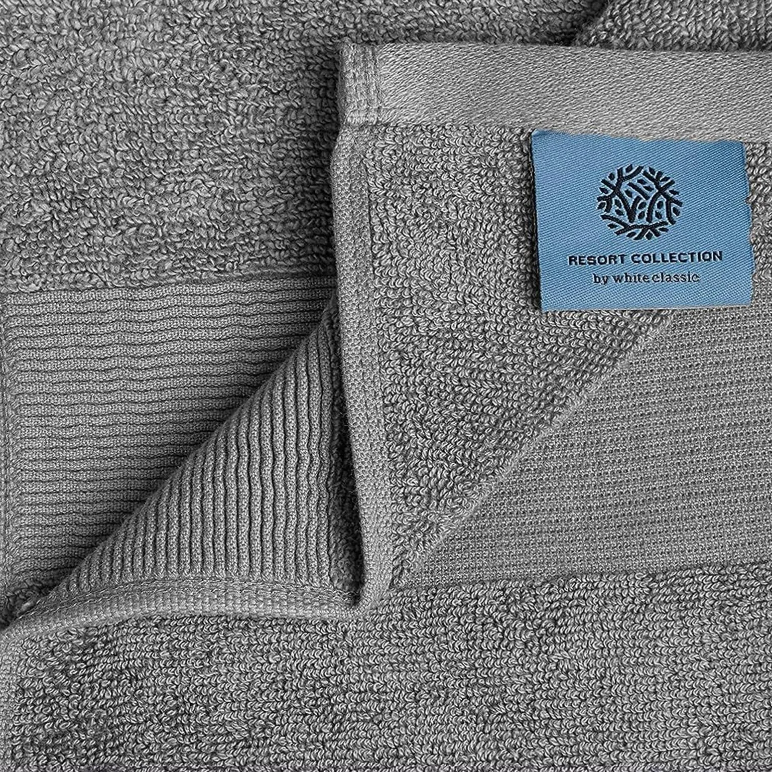 Resort Collection Soft Hand Towels 16x27 in 6 Pack Smoke Grey Luxury Hotel