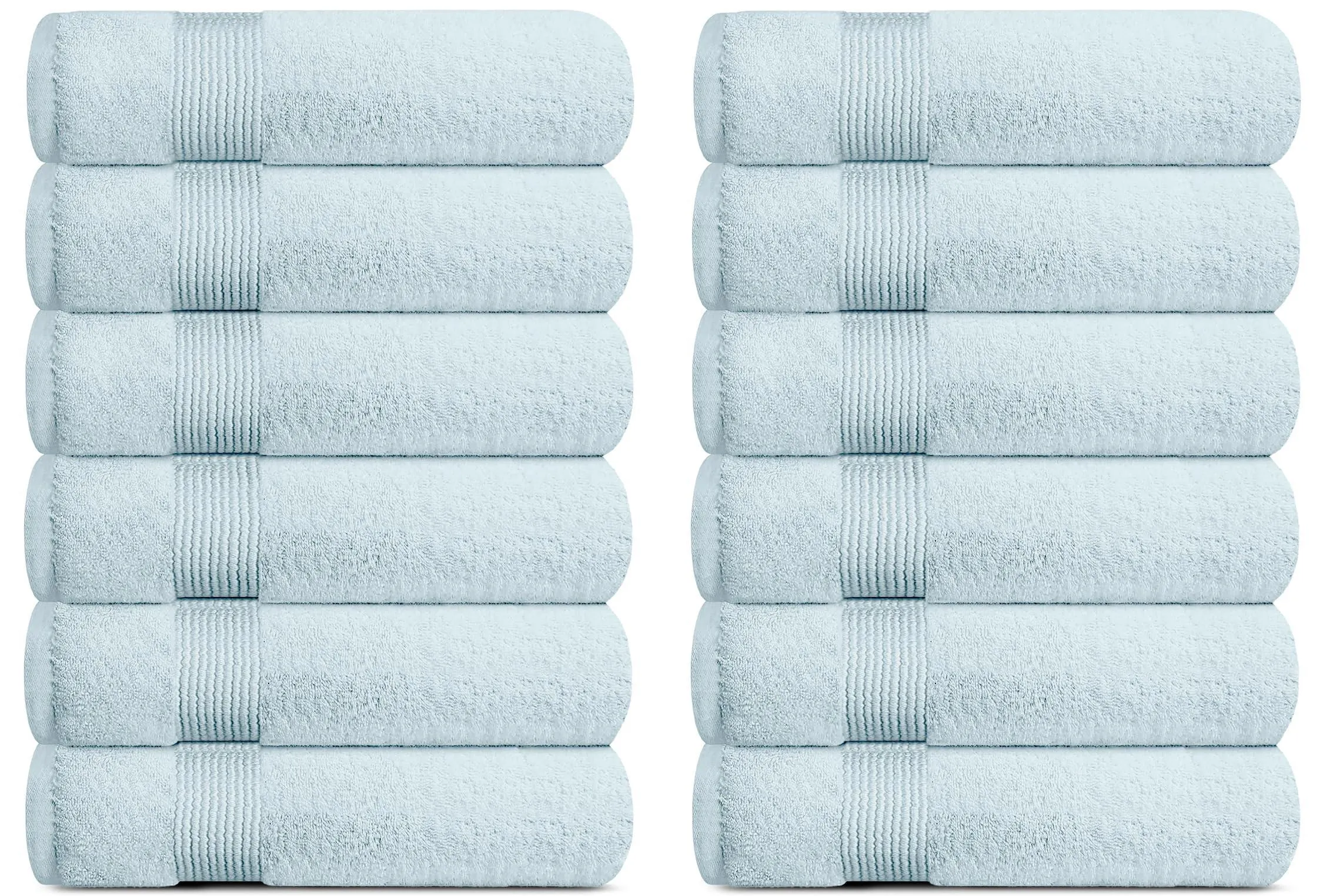 Resort Collection Soft Washcloth Face Body Towel Set 12 Pack 12x12 in Light Blue