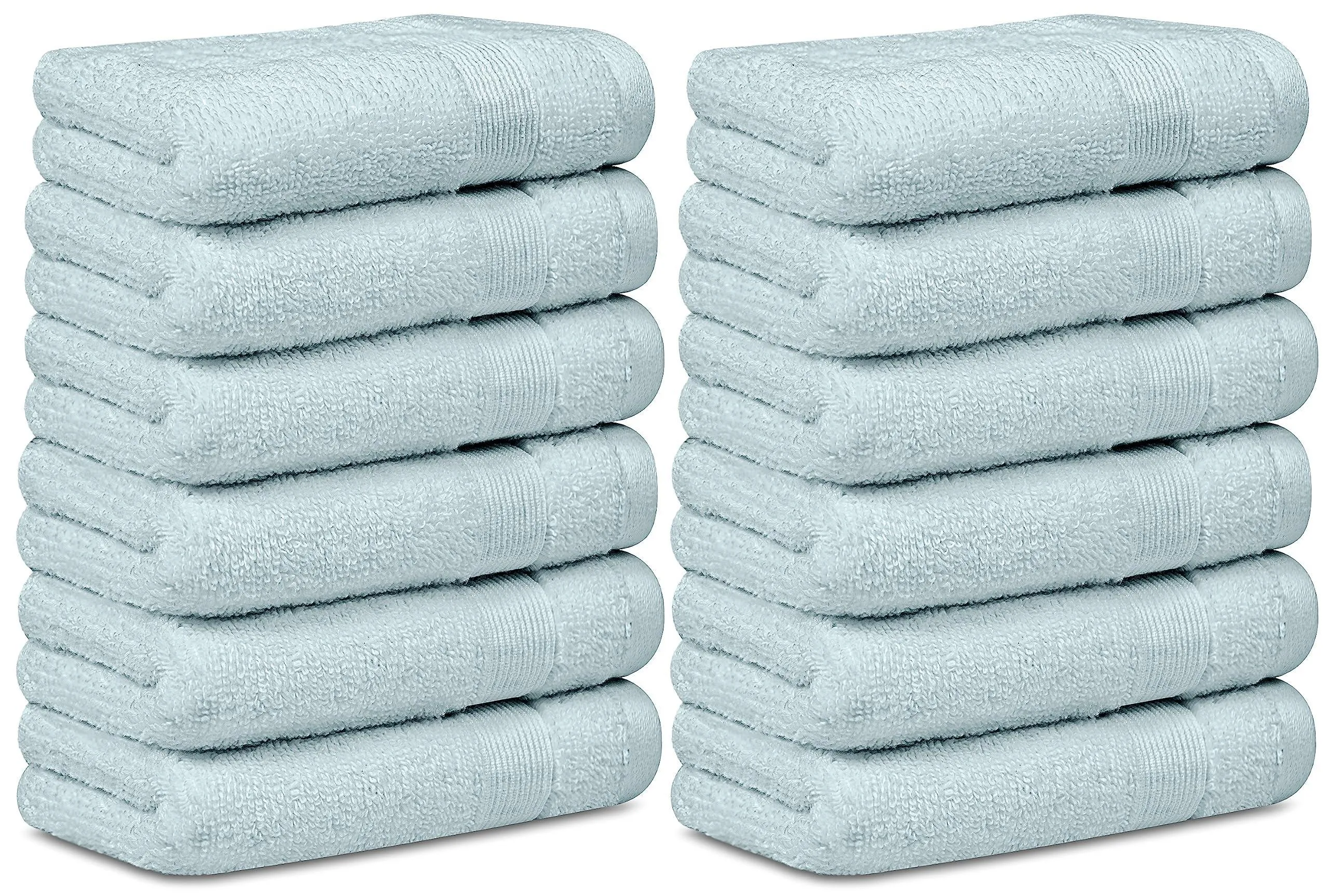 Resort Collection Soft Washcloth Face Body Towel Set 12 Pack 12x12 in Light Blue