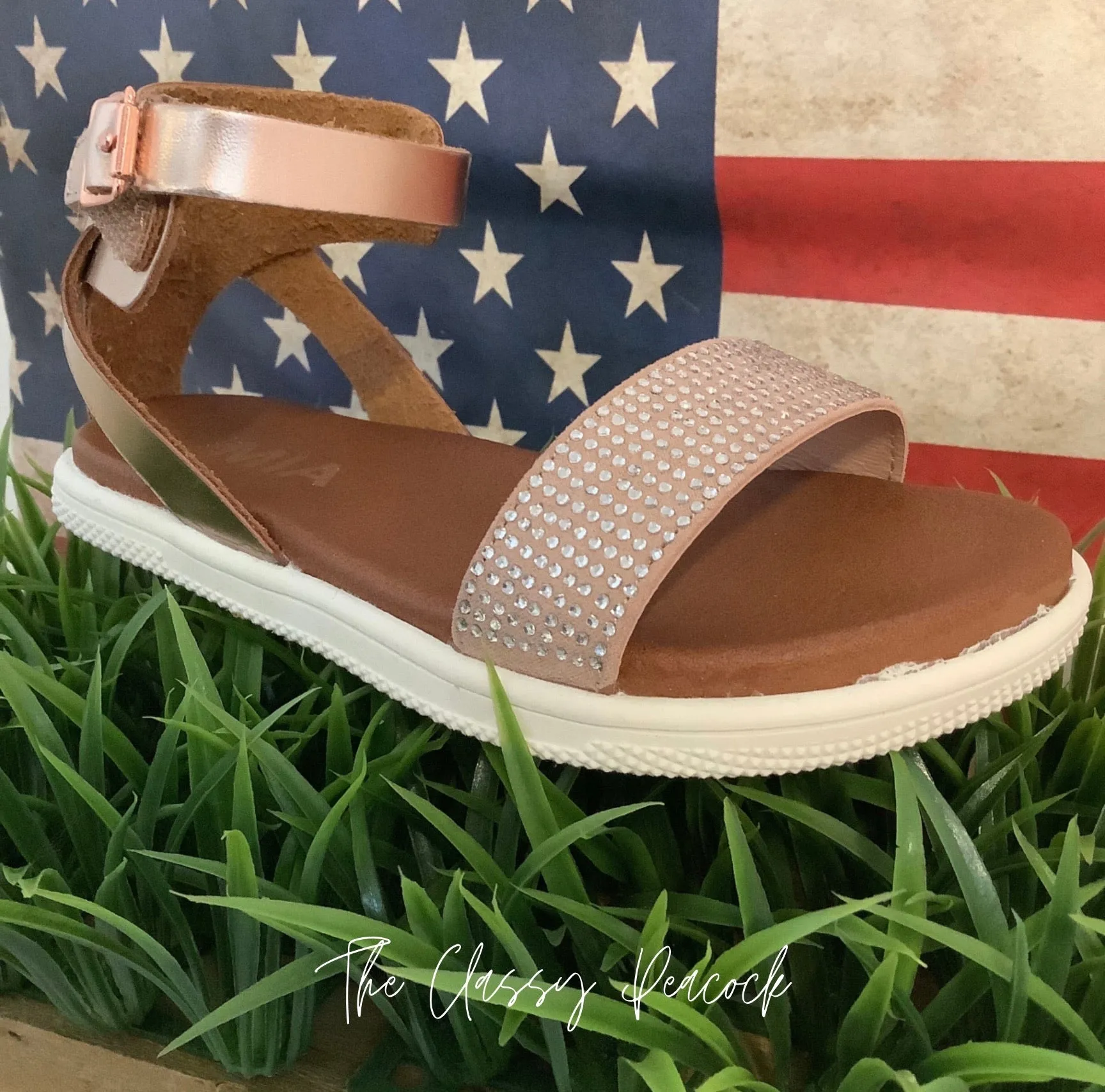 Rose gold sandals with Glitz | Mini Mia Ellen-J