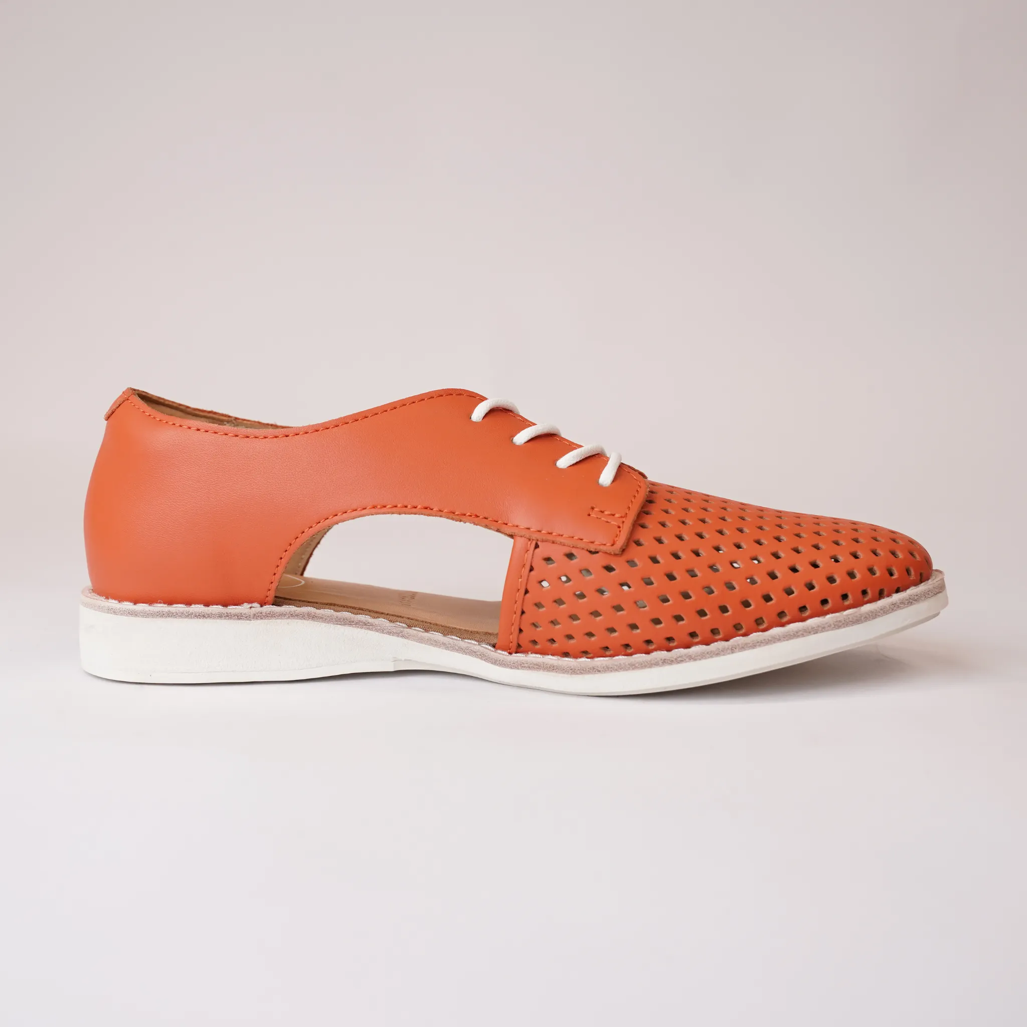 Sidecut Punch Tangerine Leather Lace Up Flats