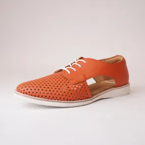 Sidecut Punch Tangerine Leather Lace Up Flats