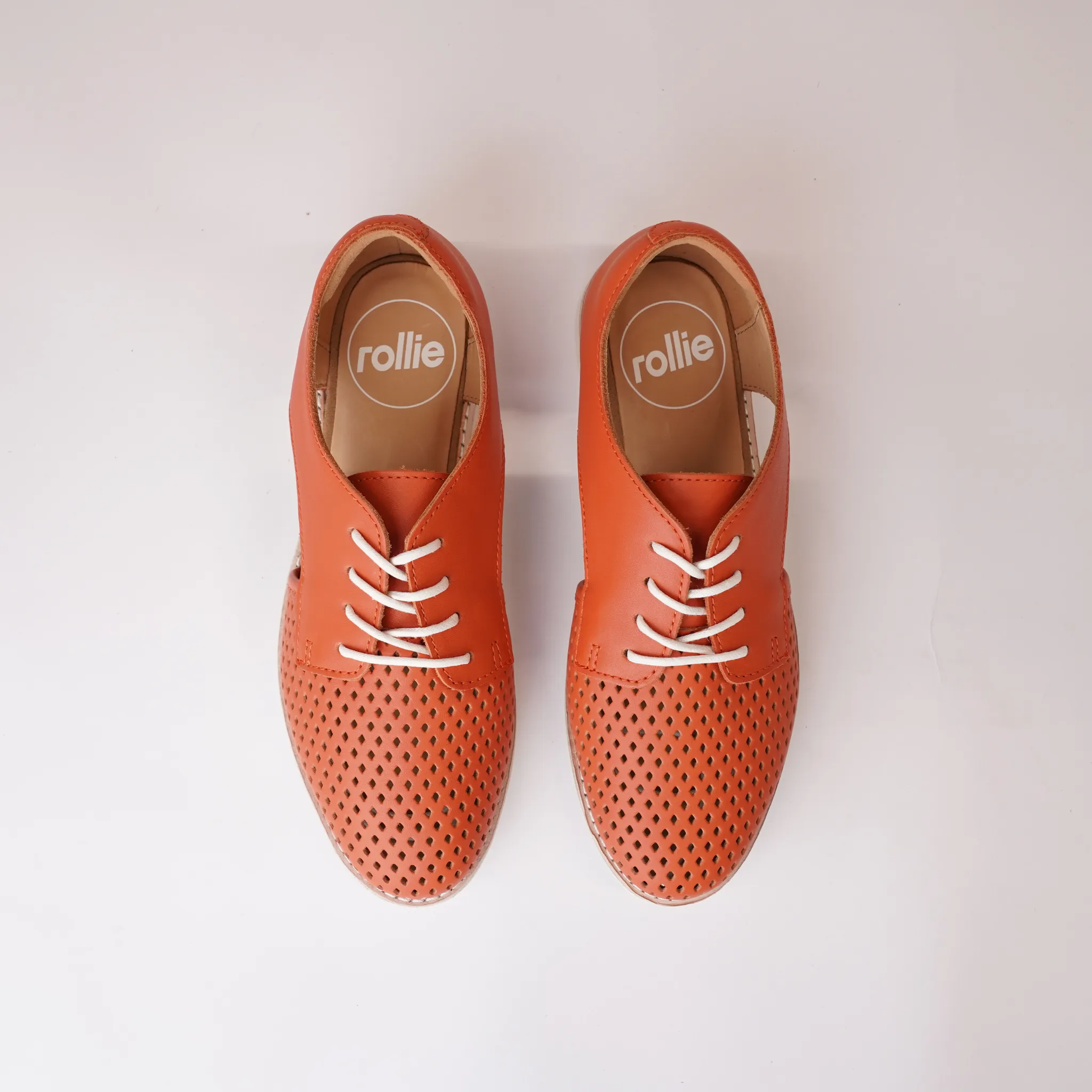 Sidecut Punch Tangerine Leather Lace Up Flats