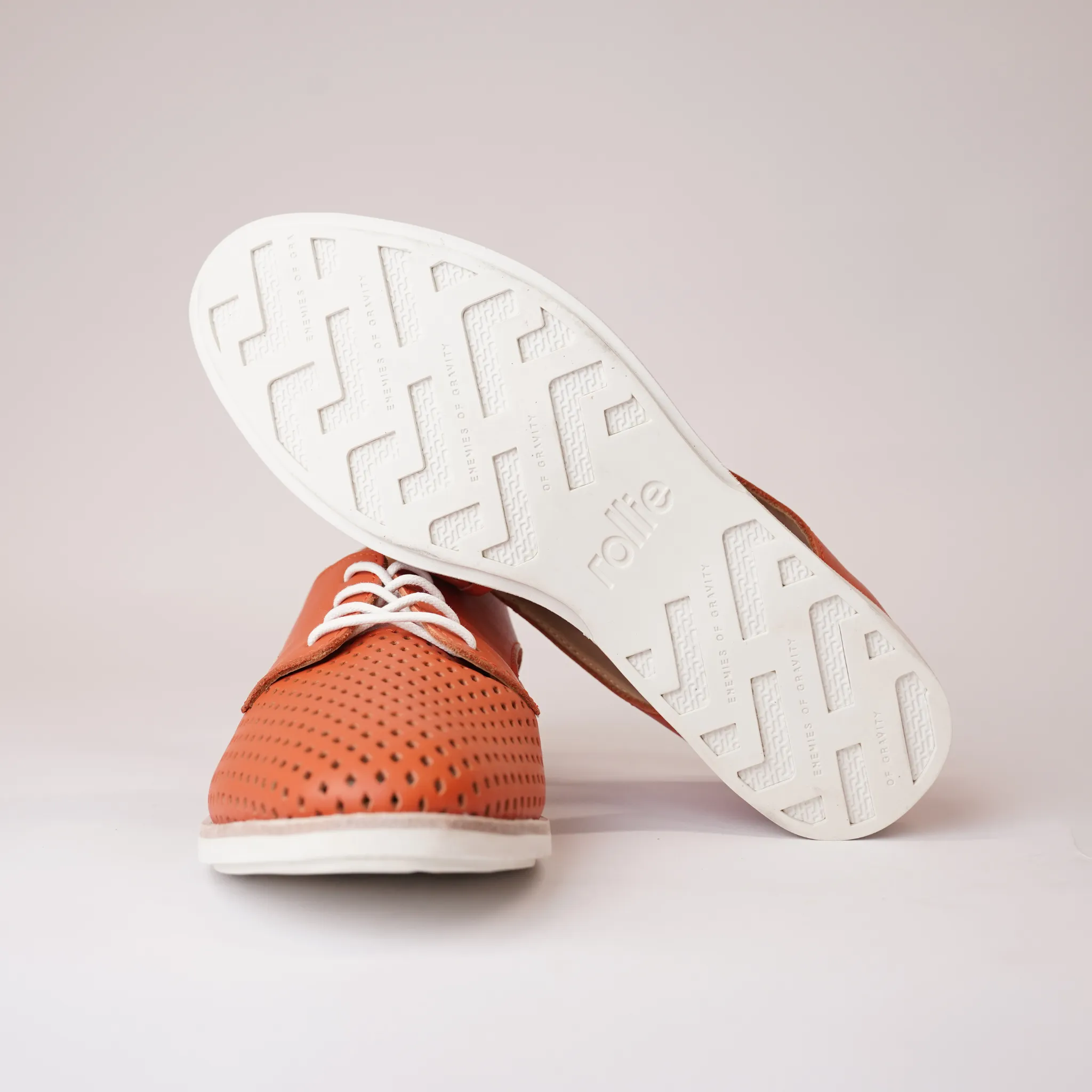 Sidecut Punch Tangerine Leather Lace Up Flats