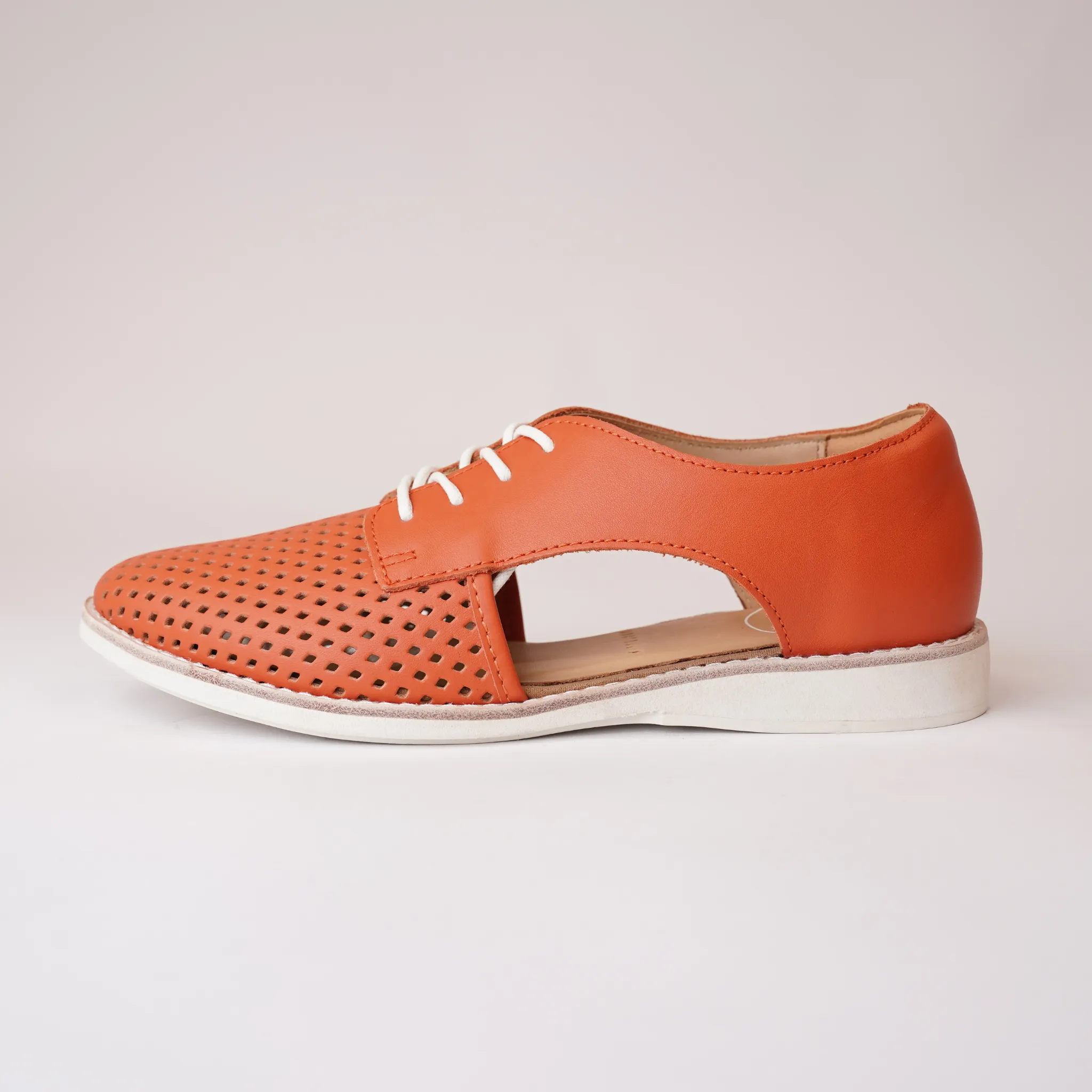 Sidecut Punch Tangerine Leather Lace Up Flats