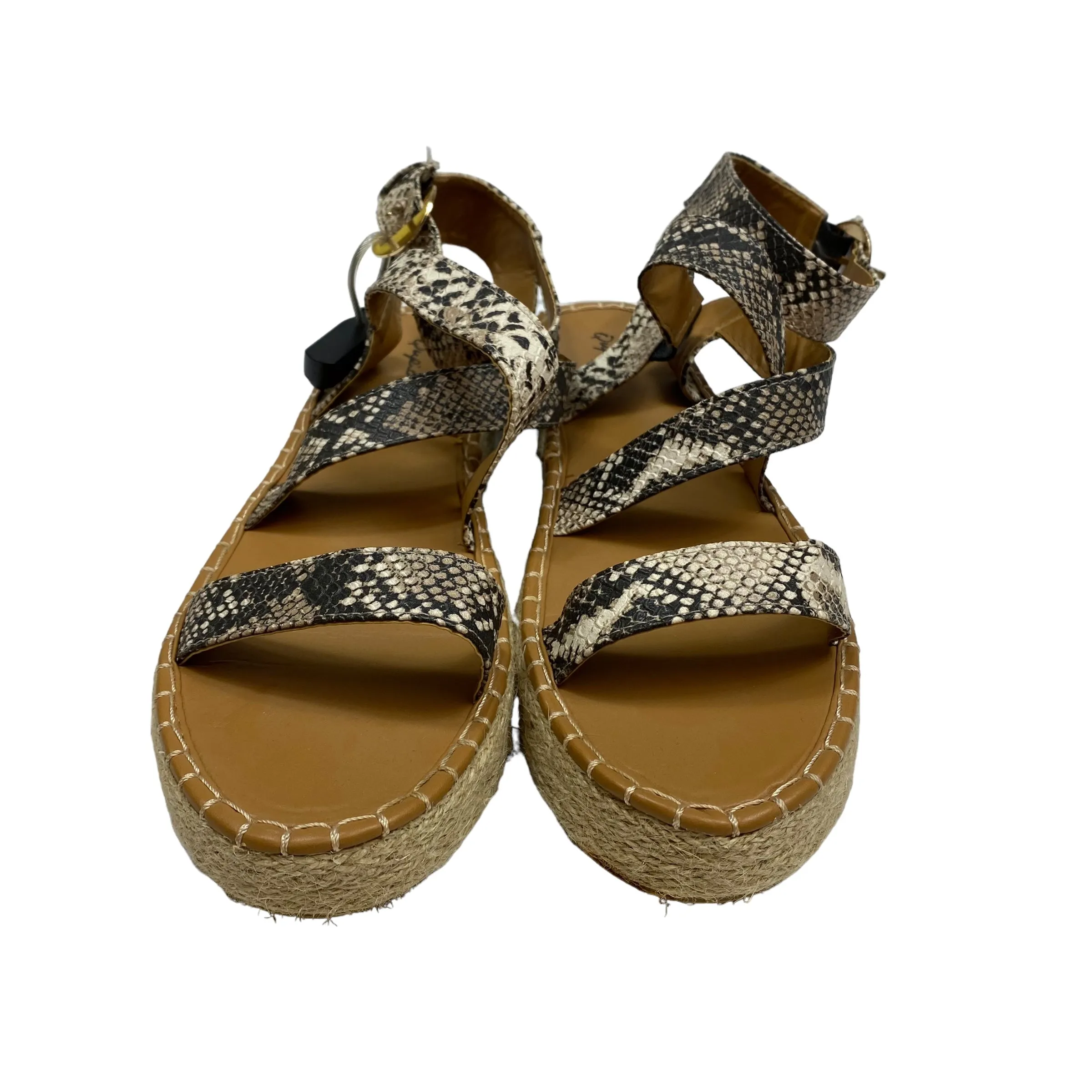 Snakeskin Print Sandals Flats Qupid, Size 10