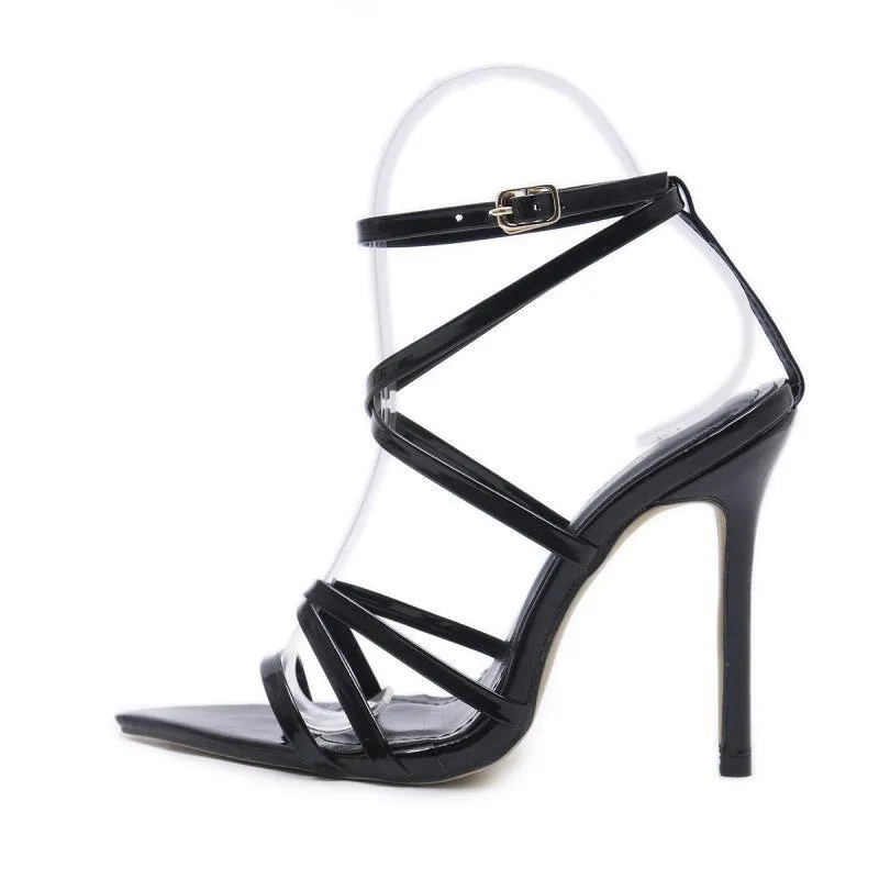 Strappy Leather Thin Belt Pointed Toe High Heels