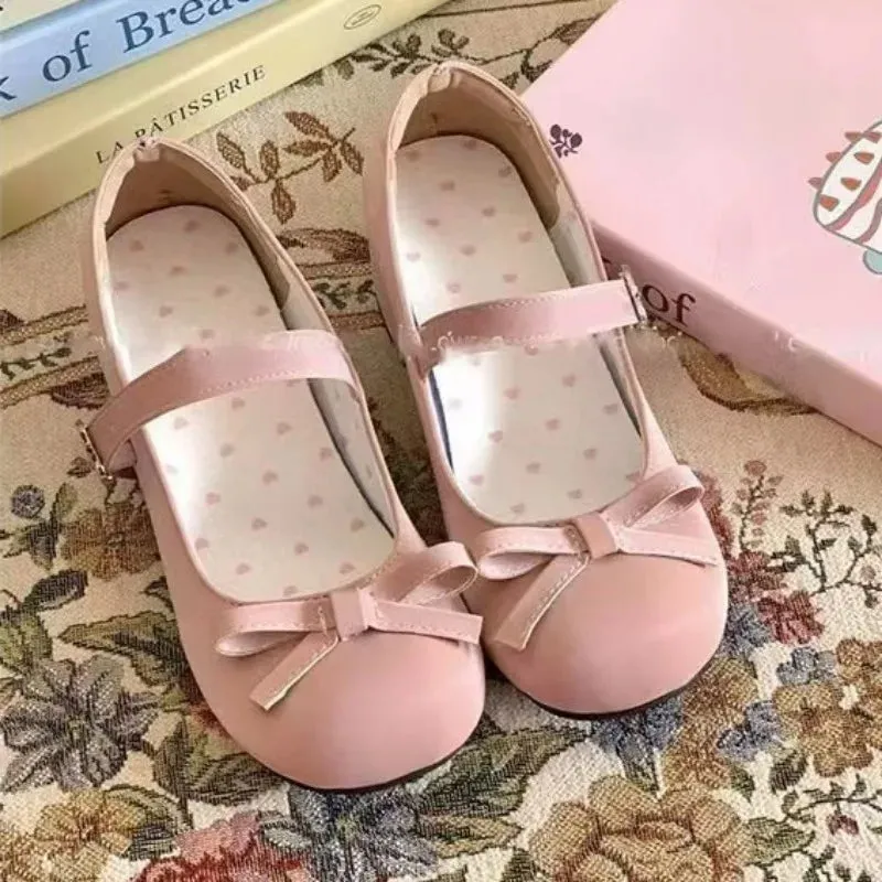 TAVIMART  -  New Spring Summer Thick Heel Pink Shoes Elegant Bow Lolita Shoes College Girls High Heels Fashion Women Sandals