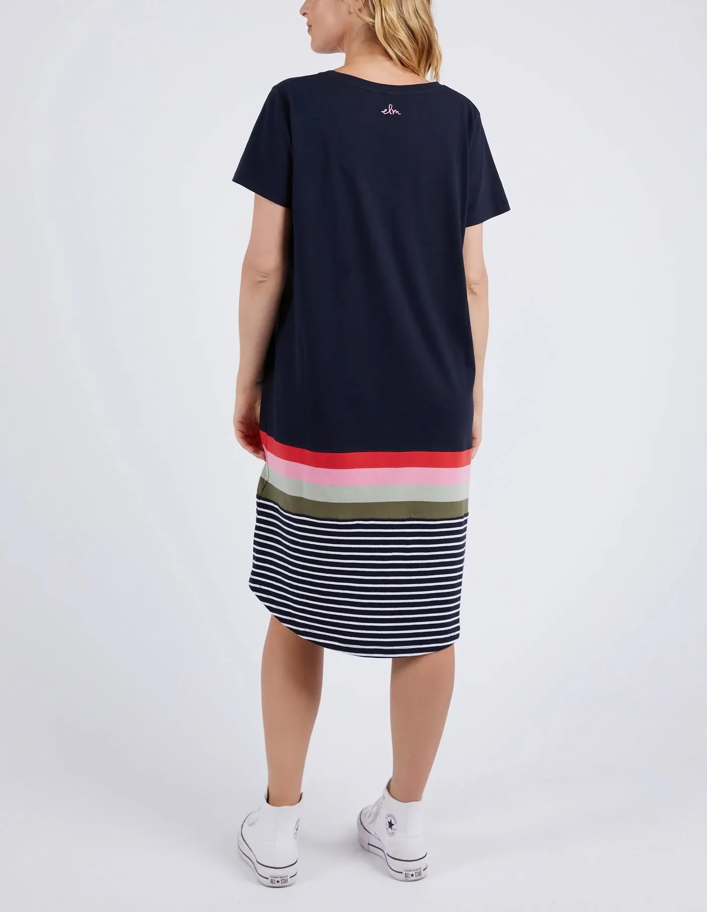 Terra Tee Dress Navy & White Stripe