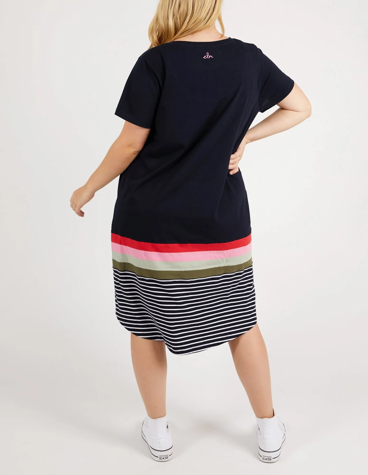 Terra Tee Dress Navy & White Stripe