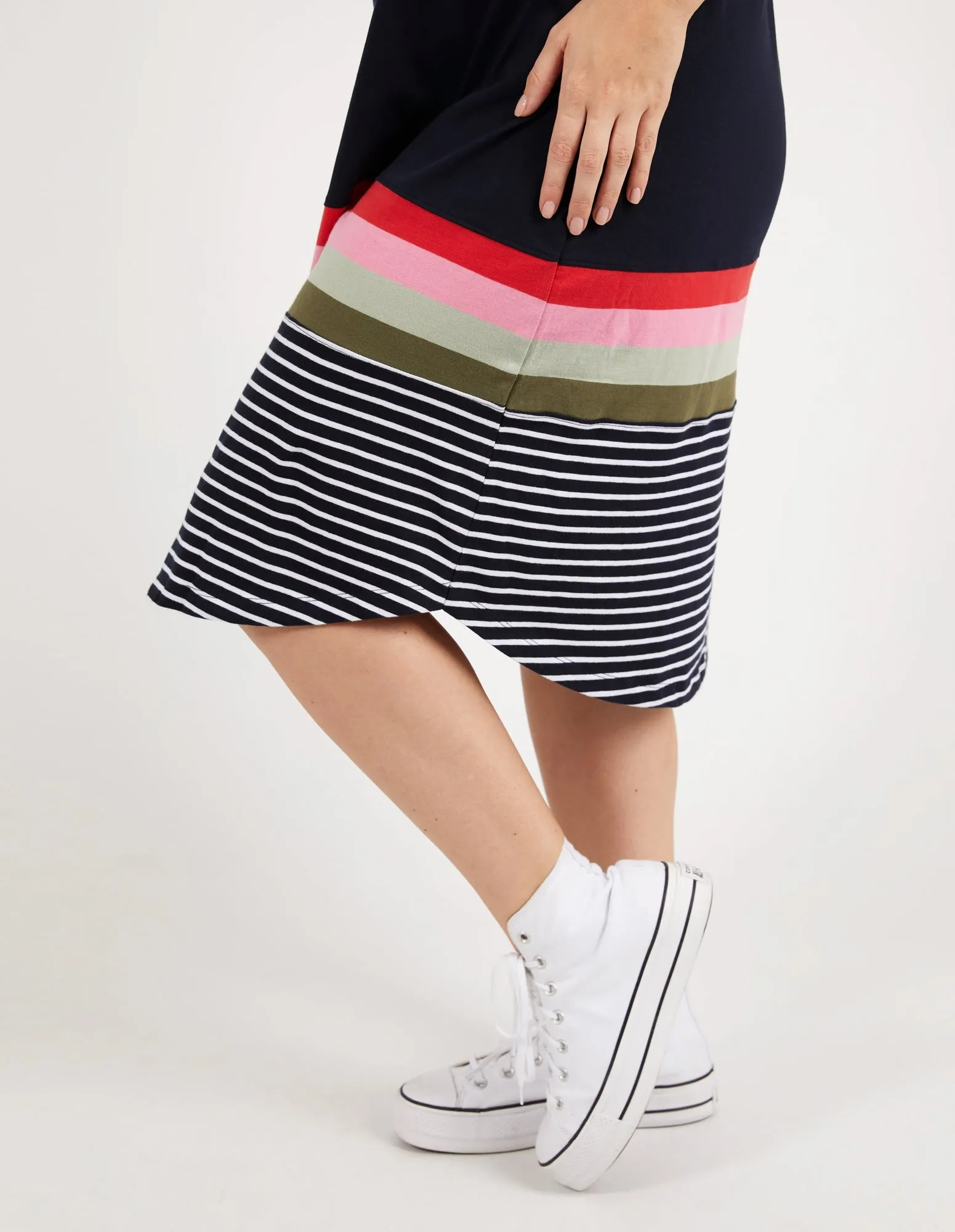 Terra Tee Dress Navy & White Stripe