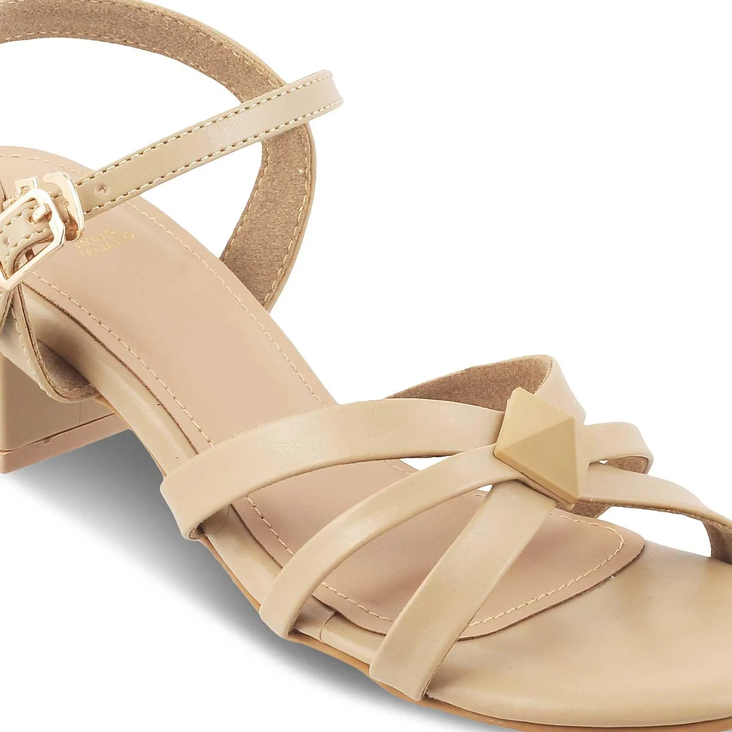 The Parma Beige Women's Dress Block Heel Sandals Tresmode