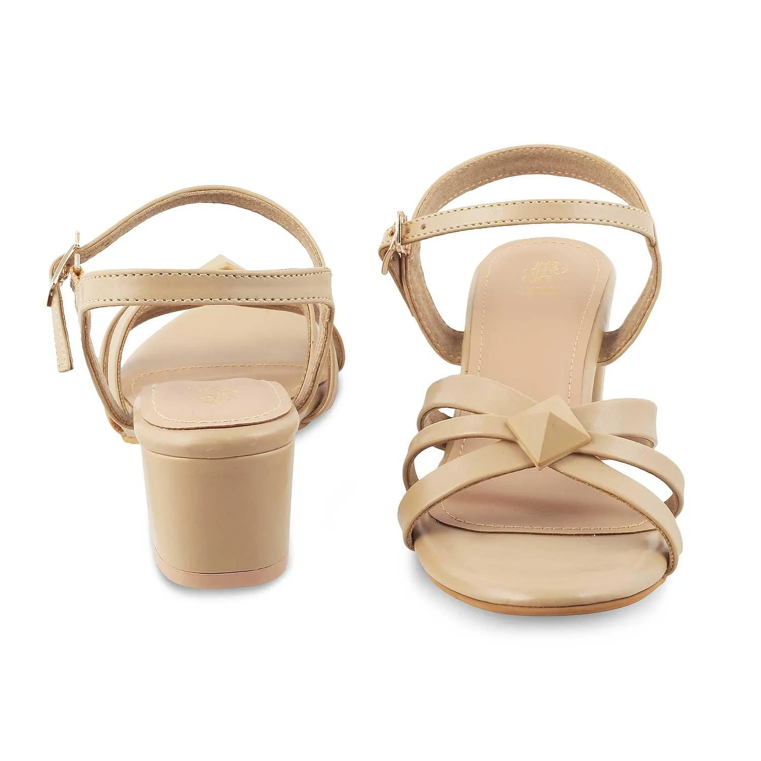 The Parma Beige Women's Dress Block Heel Sandals Tresmode