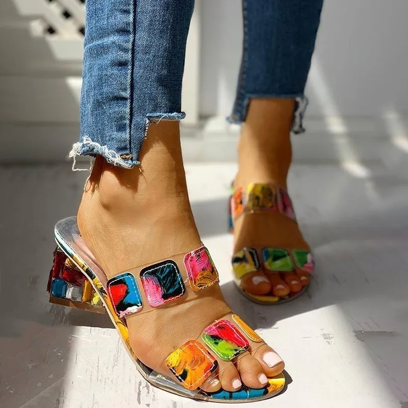 Tonya Multicolor Mini Heel Sandals