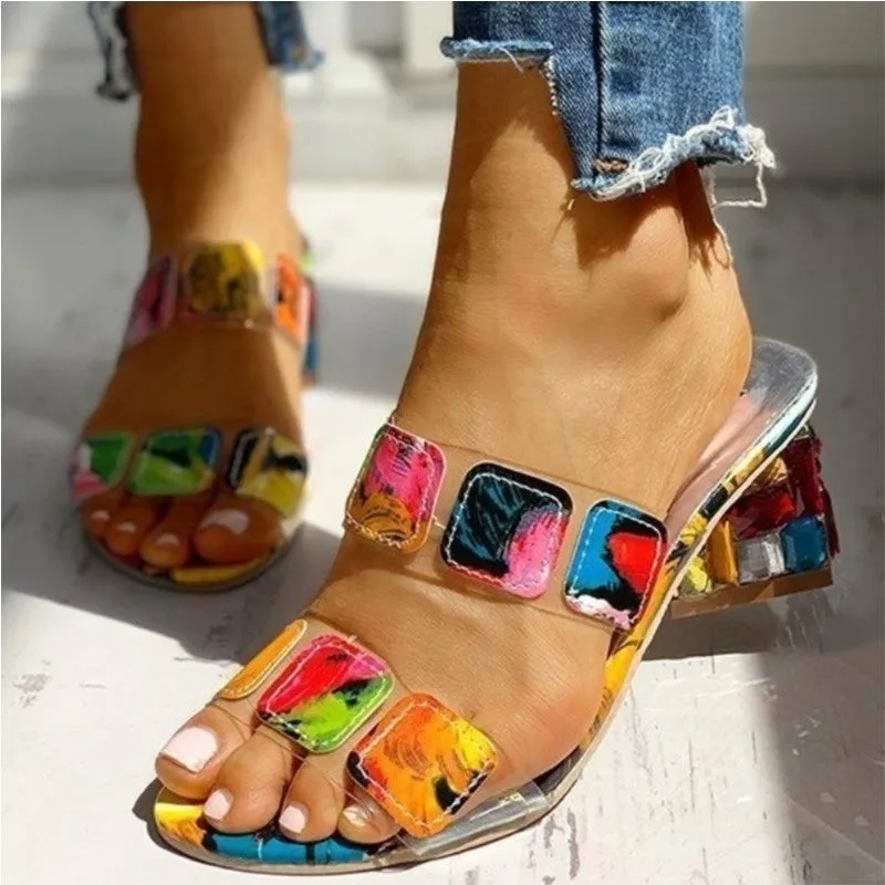 Tonya Multicolor Mini Heel Sandals