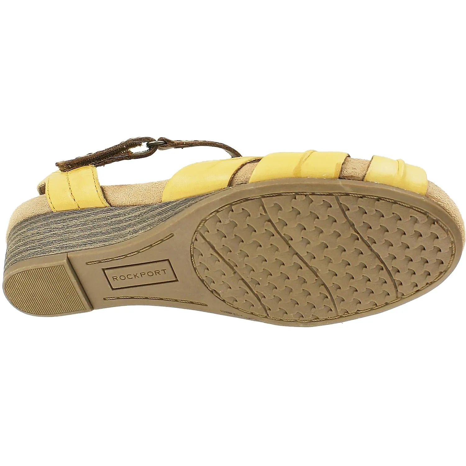 Women's Rockport Cobb Hill Hollywood Pleated T-Strap Yellow Leather