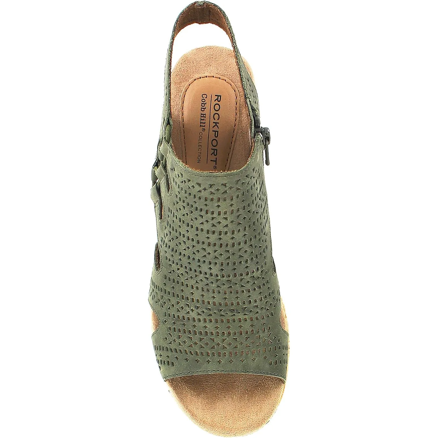 Women's Rockport Cobb Hill Janna Perf Bootie Green Nubuck